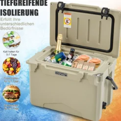 23L Isolierbox mit Flaschenöffner & Griff Tragbare Kühlbox Wärmebehälter für Camping Kahki