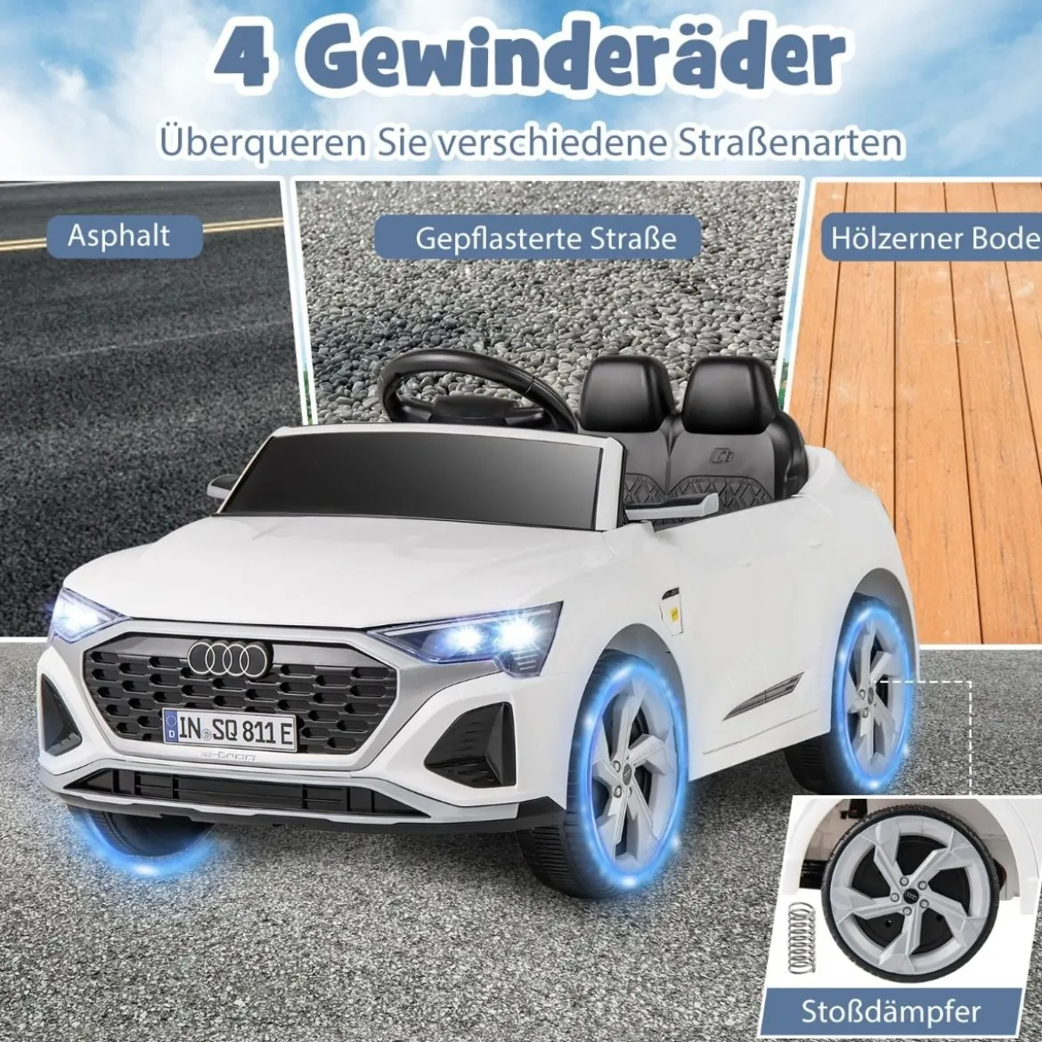 Lizenziertes Audi SQ8 Kinderauto 12-V-Elektrofahrzeug mit Fernbedienung Schwarz/Rosa