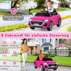 Lizenziertes Audi SQ8 Kinderauto 12-V-Elektrofahrzeug mit Fernbedienung Schwarz/Rosa