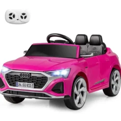 Lizenziertes Audi SQ8 Kinderauto 12-V-Elektrofahrzeug mit Fernbedienung Schwarz/Rosa