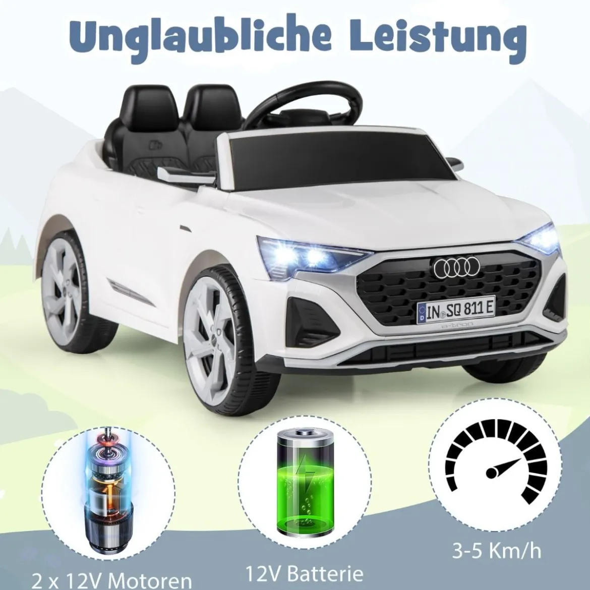 Lizenziertes Audi SQ8 Kinderauto 12-V-Elektrofahrzeug mit Fernbedienung Schwarz/Rosa