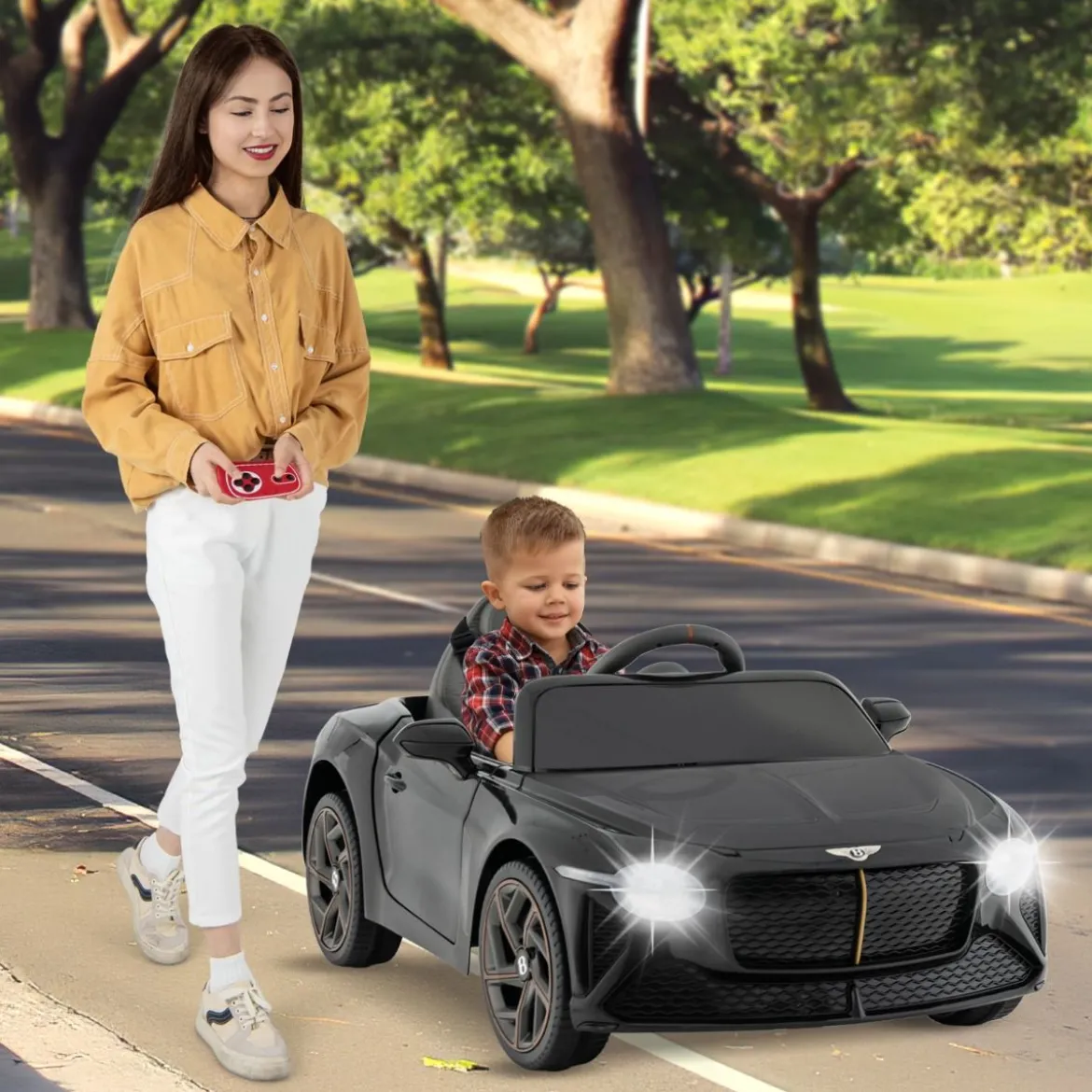 Lizenziertes Bentley Bacalar Kinderfahrzeug mit Fernbedienung & Scherentüren & Federung Schwarz