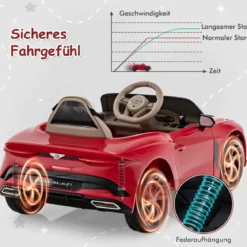 Lizenziertes Bentley Bacalar Kinderfahrzeug mit Fernbedienung & Scherentüren & Federung Rot