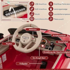Lizenziertes Bentley Bacalar Kinderfahrzeug mit Fernbedienung & Scherentüren & Federung Rot