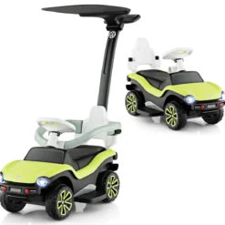 Lizenziertes 3-in-1-Rutschauto von Volkswagen Kinderauto mit Dreifach verstellbarem Schiebegriff 96 x 40 x 93 Grün