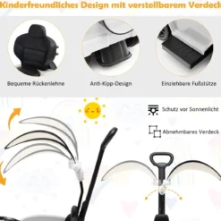 Lizenziertes Mercedes Benz Kinderfahrzeug mit Verstellbarem Sonnendach &Elterngriff Kinderwagen