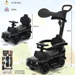Lizenziertes Mercedes Benz Kinderfahrzeug mit Verstellbarem Sonnendach &Elterngriff Kinderwagen