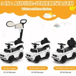 Lizenziertes Mercedes Benz Kinderfahrzeug mit Verstellbarem Sonnendach &Elterngriff Kinderwagen