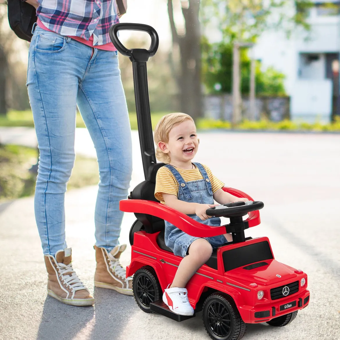 Lizenziertes Mercedes Benz Kinderfahrzeug mit Verstellbarem Sonnendach &Elterngriff Kinderwagen