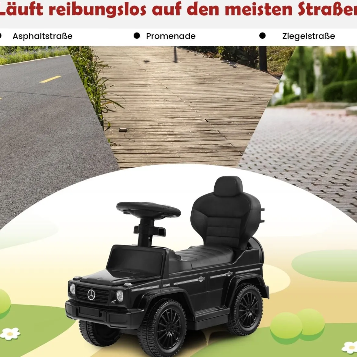 Lizenziertes Mercedes Benz Kinderfahrzeug mit Verstellbarem Sonnendach &Elterngriff Kinderwagen