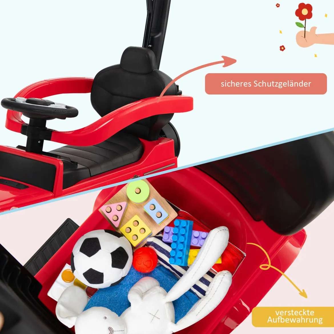 Lizenziertes Mercedes Benz Kinderfahrzeug mit Verstellbarem Sonnendach &Elterngriff Kinderwagen