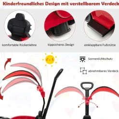 Lizenziertes Mercedes Benz Kinderfahrzeug mit Verstellbarem Sonnendach &Elterngriff Kinderwagen