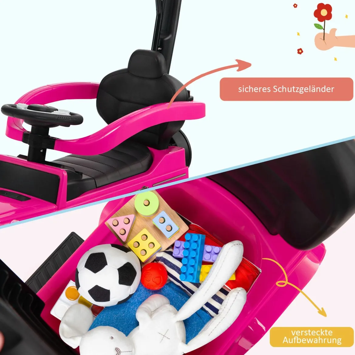 Lizenziertes Mercedes Benz Kinderfahrzeug mit Verstellbarem Sonnendach &Elterngriff Kinderwagen