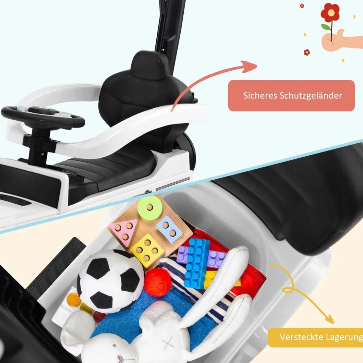 Lizenziertes Mercedes Benz Kinderfahrzeug mit Verstellbarem Sonnendach &Elterngriff Kinderwagen