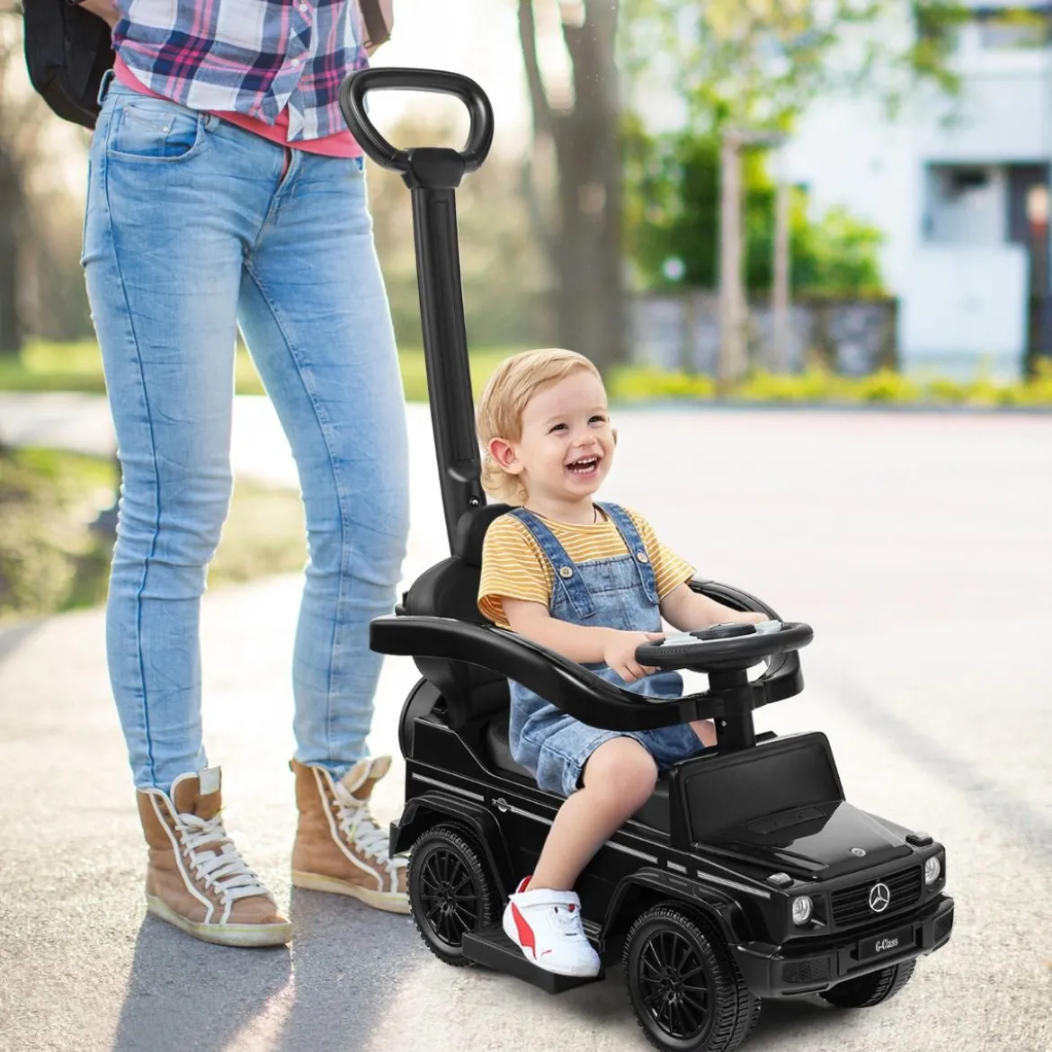 Lizenziertes Mercedes Benz Kinderfahrzeug mit Verstellbarem Sonnendach &Elterngriff Kinderwagen