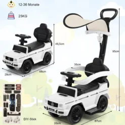Lizenziertes Mercedes Benz Kinderfahrzeug mit Verstellbarem Sonnendach &Elterngriff Kinderwagen