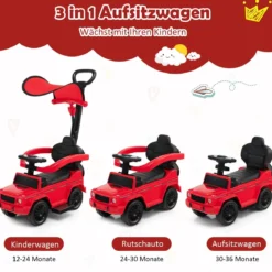 Lizenziertes Mercedes Benz Kinderfahrzeug mit Verstellbarem Sonnendach &Elterngriff Kinderwagen