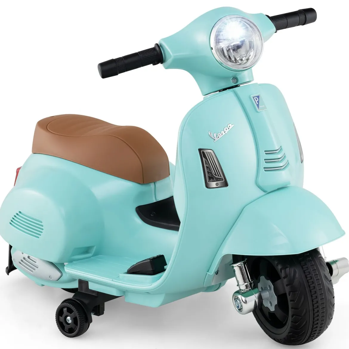 Lizenzierte Vespa Kinder Elektromotorrad 6V Batterie betriebenes Motorrad mit LED-Scheinwerfer Blau