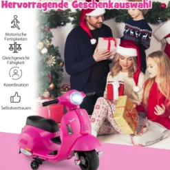 Lizenzierte Vespa Kinder Elektromotorrad 6V Batterie betriebenes Motorrad mit LED-Scheinwerfer Rosa