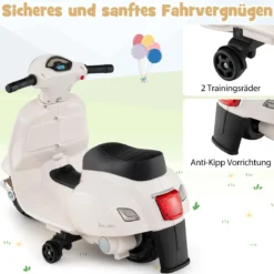 Lizenzierte Vespa Kinder Elektromotorrad 6V Batterie betriebenes Motorrad mit LED-Scheinwerfer Weiß