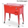 76L Kühlwagen mit Rädern Beistellwagen Mobile Kühlbox Getränkewagen 91 x 48 x 87 cm Rot