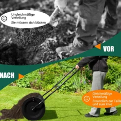 80L Kompoststreuer mit U-Griff & Mesh-Korb 39 cm Breiter Torfstreuer Düngerstreuer Komposter Schwarz