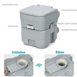 20L + 12L Campingtoilette mit Abnehmbarem Abwassertank Tragbares Campingklo