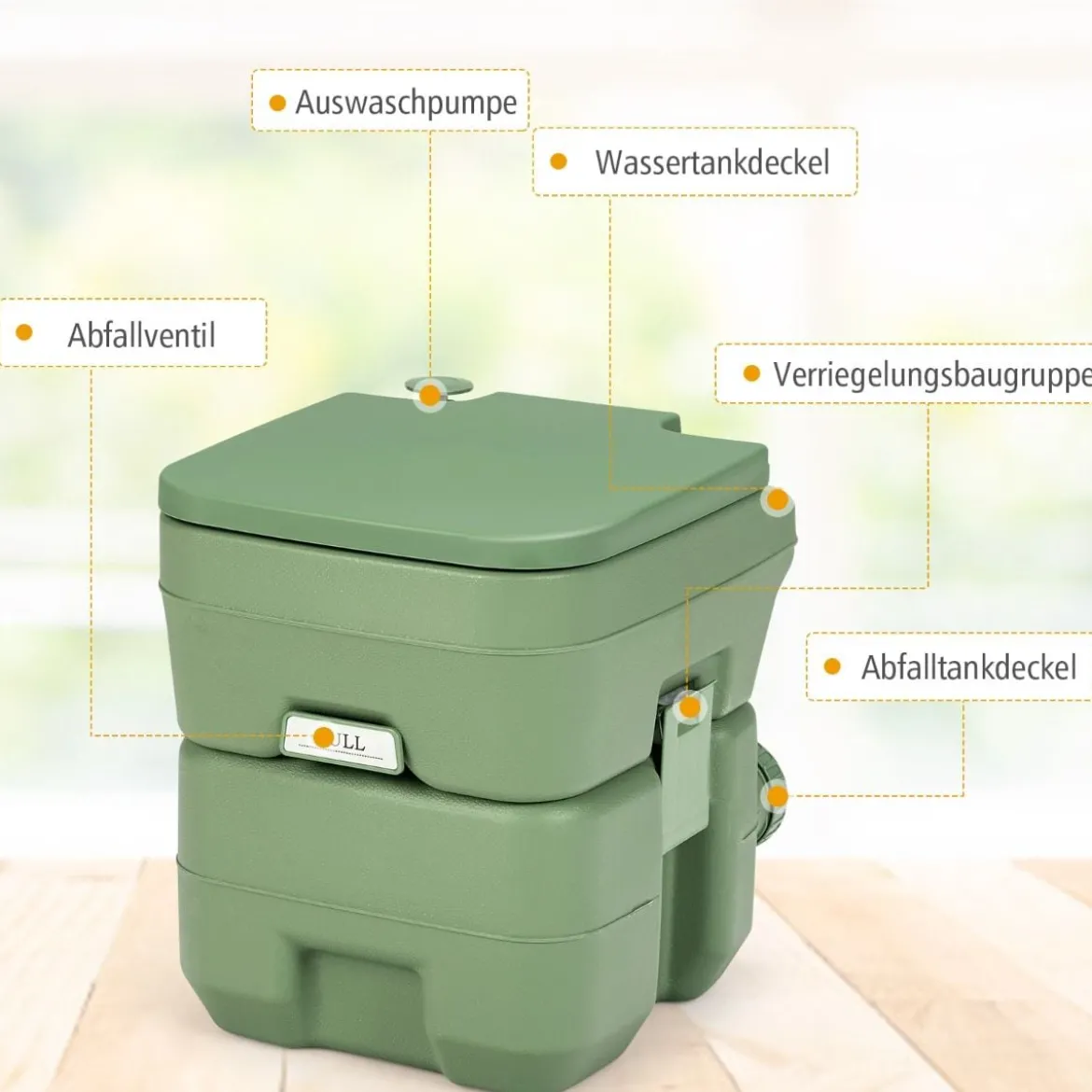 20L + 12L Campingtoilette mit Abnehmbarem Abwassertank Tragbares Campingklo