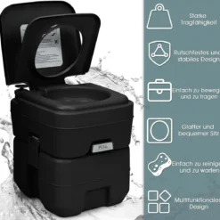 20L + 12L Campingtoilette mit Abnehmbarem Abwassertank Tragbares Campingklo