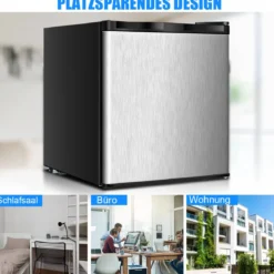 31L Mini Freistehender Gefrierschrank tragbarer kompakter Gefrierbox 45 x 46 x 48 cm Silber + Schwarz