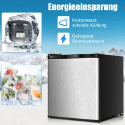 31L Mini Freistehender Gefrierschrank tragbarer kompakter Gefrierbox 45 x 46 x 48 cm Silber + Schwarz