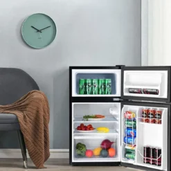 90L Mini-Kühlschrank Standkühlschrank Gefrierschrank 48,5 x 49,5 x 86 cm Schwarz