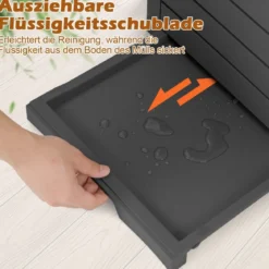118 L Mülleimer mit Deckel & Ausziehbarer Flüssigkeitsschale & Griff Wasserdicht Schwarz