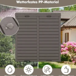 235 L Mülleimer mit Doppeldeckel & Ausziehbarer Auffangschale & Griff Outdoor Mülltonne