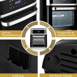 13 L Ofen 8 in 1 Luftfritteuse mit Touchscreen 31 x 34,5 x35 cm Schwarz