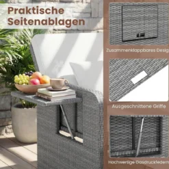 Lounge Möbel Outdoor Rattan Gartenlounge Set mit Hocker Gartensofa mit Liegefunktion Beige/Schwarz/Grau /Weiß