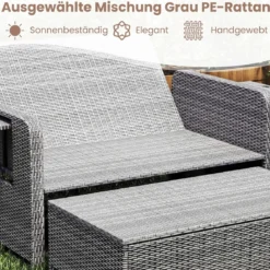 Lounge Möbel Outdoor Rattan Gartenlounge Set mit Hocker Gartensofa mit Liegefunktion Beige/Schwarz/Grau /Weiß