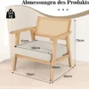 Loungesessel mit Rattan-Rückenlehne Esszimmerstuhl mit gepolsterter Sitzfläche gepolsterter Lesesessel