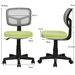 Low-Back-Bürostuhl höhenverstellbar Chefsessel belastbar 50 x 50 x 79-91 cm Grün
