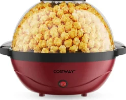 5L Popcornmaschine mit Rührwerk 850W Popcorn Maschine Popcorn Maker 35 x 30 x 25 cm Rot