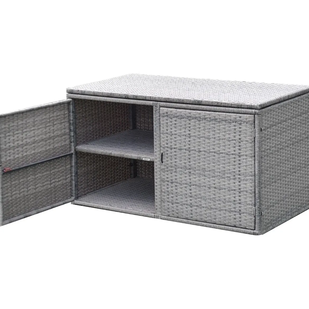 333L Rattan Auflagenbox mit Doppeltüren & Deckel & Ablage Kissenbox Gartenbox Sitzbank