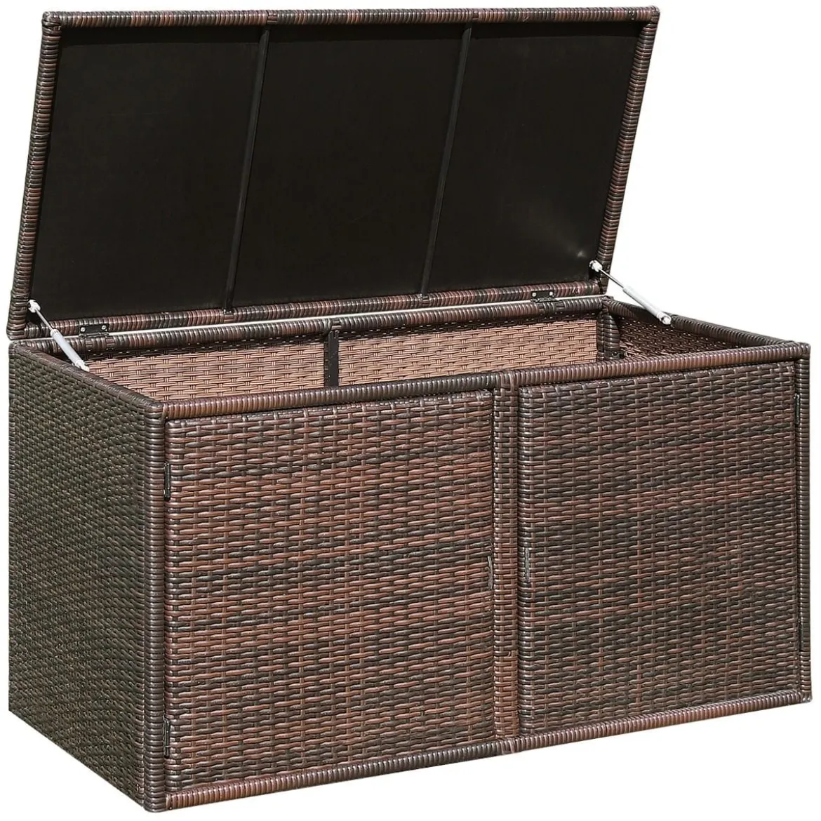333L Rattan Auflagenbox mit Doppeltüren & Deckel & Ablage Kissenbox Gartenbox Sitzbank