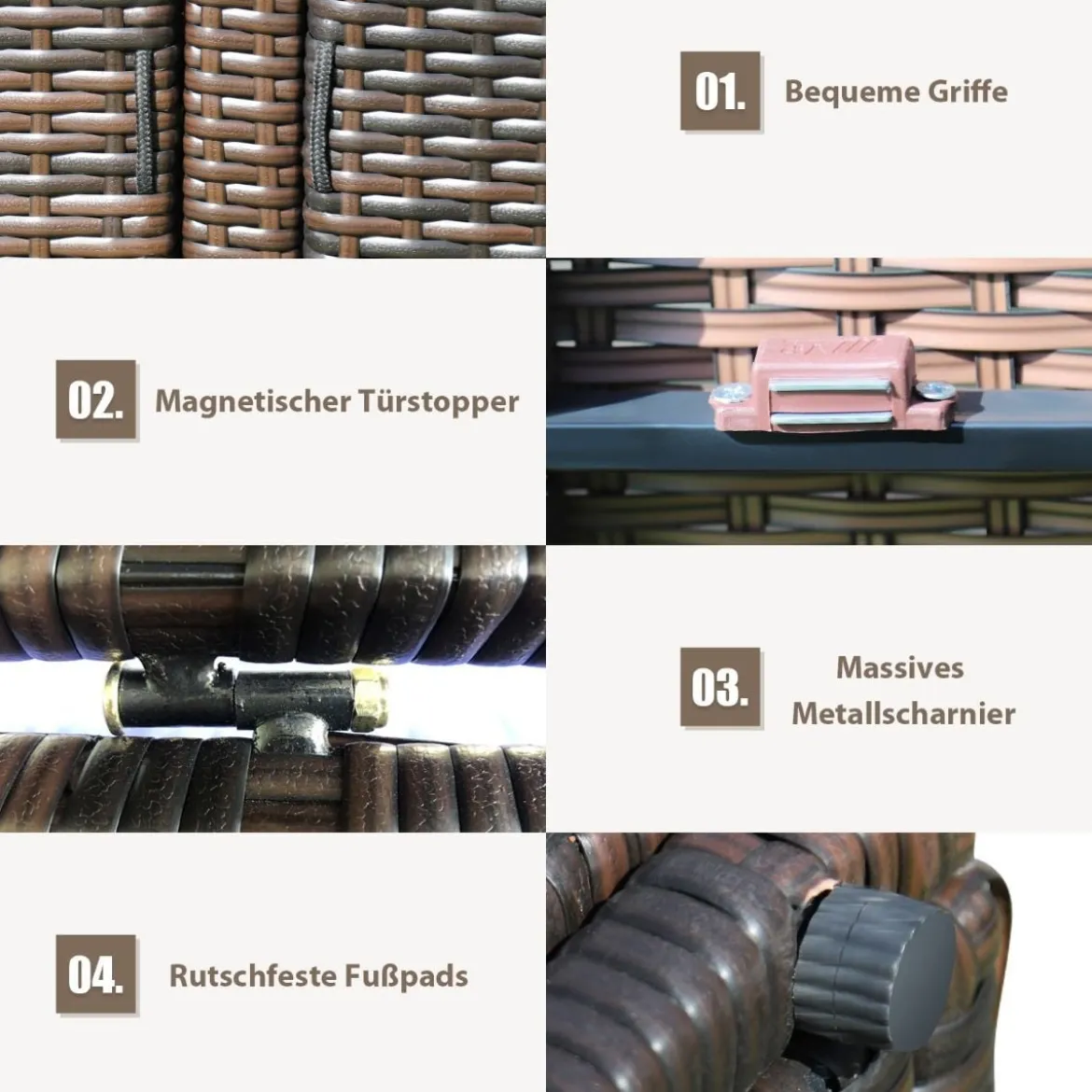 333L Rattan Auflagenbox mit Doppeltüren & Deckel & Ablage Kissenbox Gartenbox Sitzbank