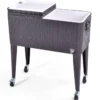 76 L Rollender Kühlwagen Getränkekühler aus Rattan 83 x 48 x 87 cm Braun
