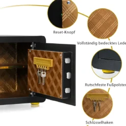 31,5L Safe Tresor Elektronischer Tresorschrank mit Digitaler Tastatur und Schlüssel 40 x 30 x 31 cm Schwarz