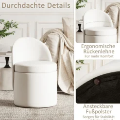 38 L Schminkhocker mit Rückenlehne & 9cm schwammgepolstertem Sitz Sitzhocker Ottomane