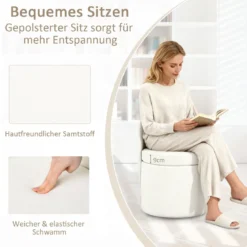 38 L Schminkhocker mit Rückenlehne & 9cm schwammgepolstertem Sitz Sitzhocker Ottomane