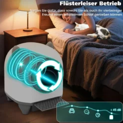 80L Selbstreinigende Katzentoilette mit App-Steuerung & Geruchskontrolle & 10 Sensorsicherheit & Müllbeutel