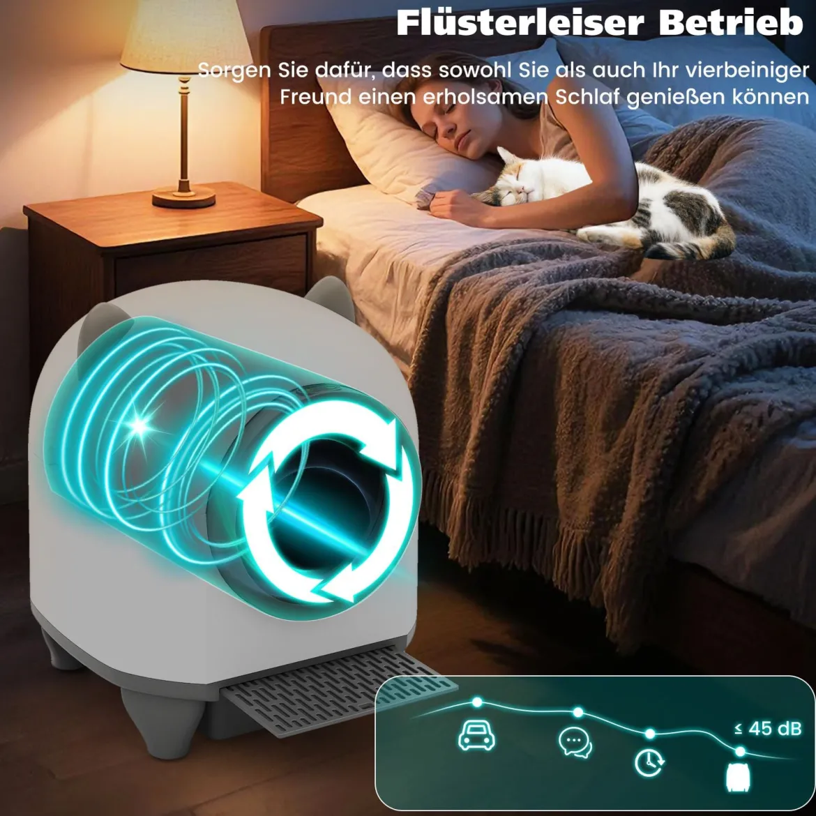 80L Selbstreinigende Katzentoilette mit App-Steuerung & Geruchskontrolle & 10 Sensorsicherheit & Müllbeutel