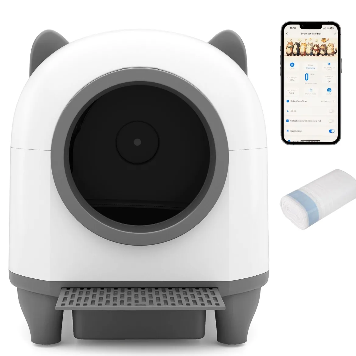 80L Selbstreinigende Katzentoilette mit App-Steuerung & Geruchskontrolle & 10 Sensorsicherheit & Müllbeutel